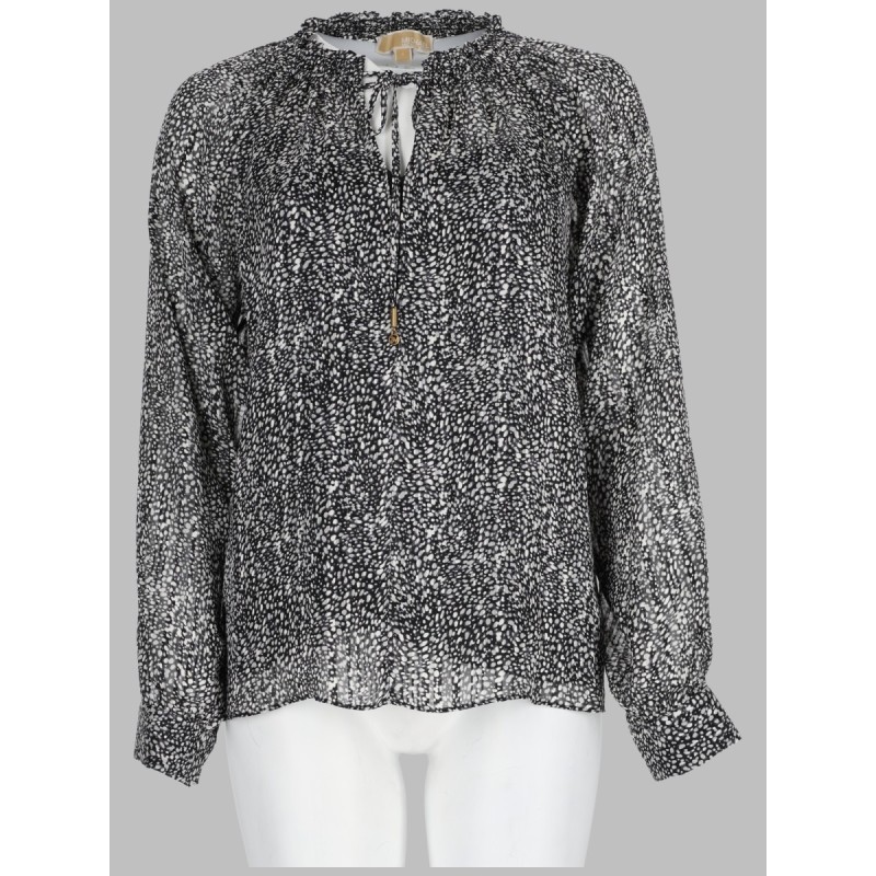 BLUSA IN GEORGETTE CON STAMPA METALLIZZATA