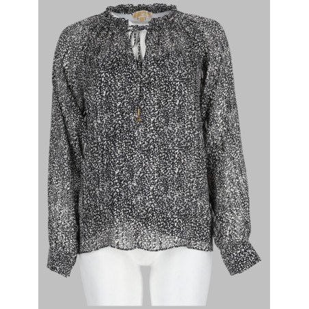 BLUSA IN GEORGETTE CON STAMPA METALLIZZATA
