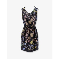Printed silk twill midi dress