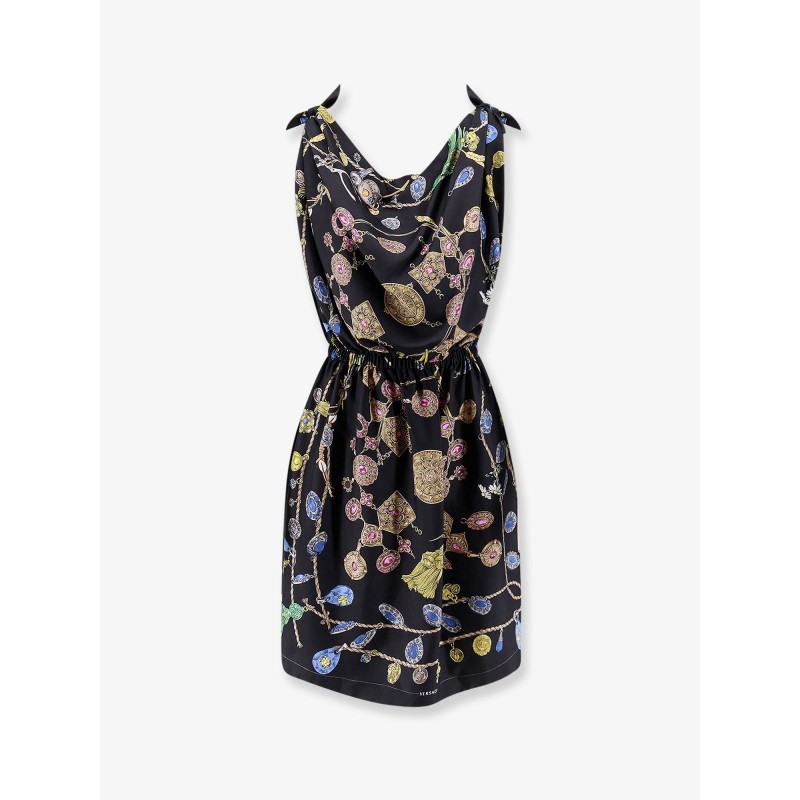 Printed silk twill midi dress