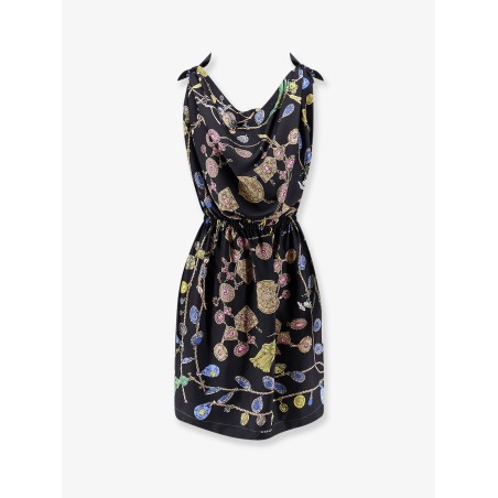 Printed silk twill midi dress