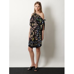 Printed silk twill midi dress