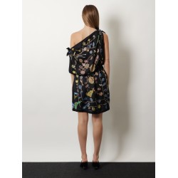 Printed silk twill midi dress