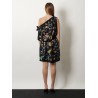 Printed silk twill midi dress