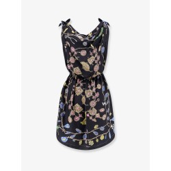 Printed silk twill midi dress