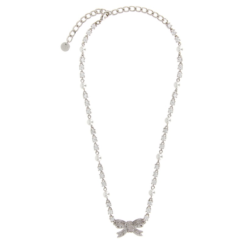 'Crystal Pearl Bow' necklace