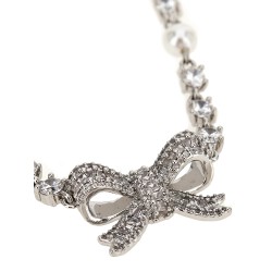 'Crystal Pearl Bow' necklace