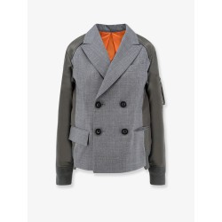 Wool blazer with nylon sleeves