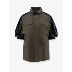 Canvas jacket with nylon sleeves