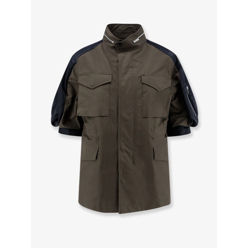Canvas jacket with nylon sleeves