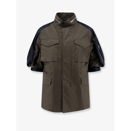 Canvas jacket with nylon sleeves