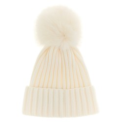 Pompon wool beanie