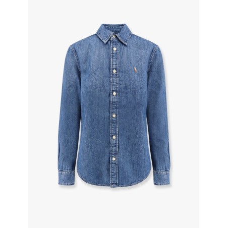 Denim shirt with embroidered logo