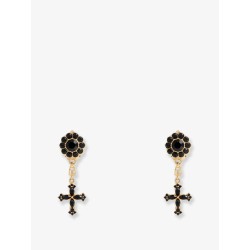 Brass earrings with rhinestones