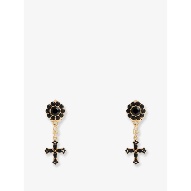 Brass earrings with rhinestones