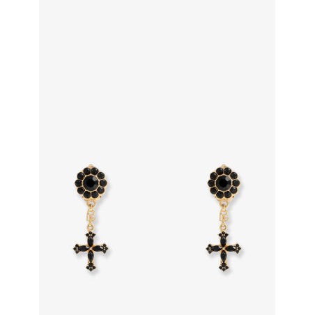 Brass earrings with rhinestones