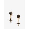 Brass earrings with rhinestones