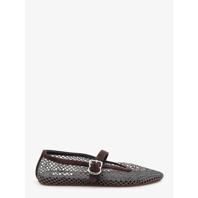 Flat mesh ballet flats with rhinestone detail