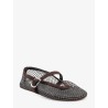 Flat mesh ballet flats with rhinestone detail