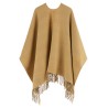 Check wool reversible cape
