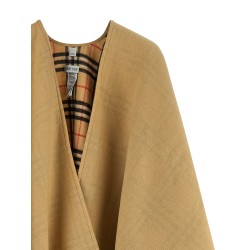 Check wool reversible cape