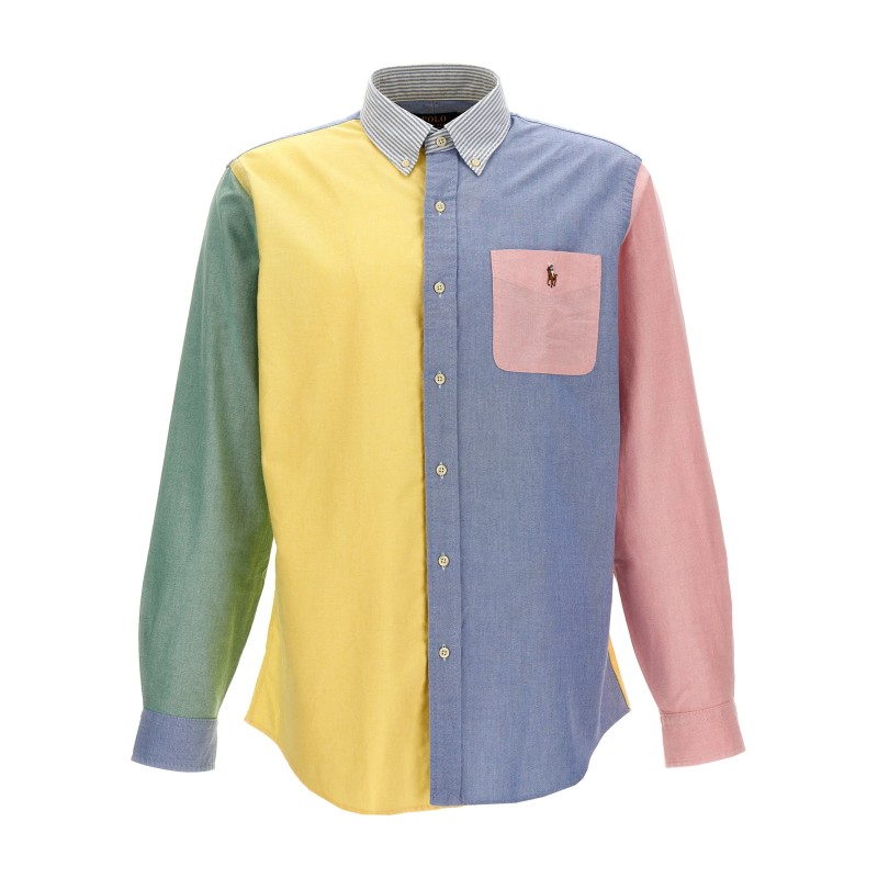 Patchwork shirt with logo embroidery