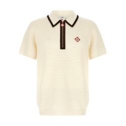 'Waffle stitch' knit polo shirt