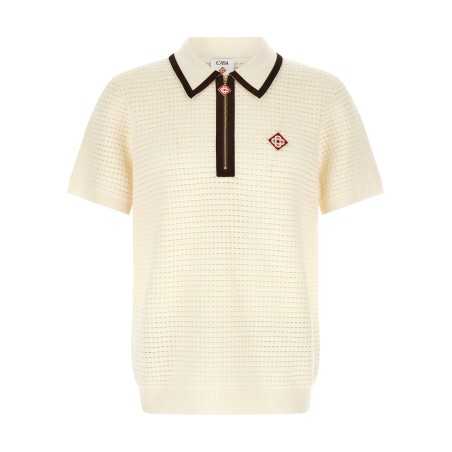 'Waffle stitch' knit polo shirt