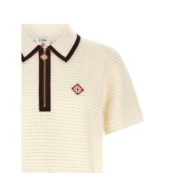 'Waffle stitch' knit polo shirt