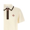 'Waffle stitch' knit polo shirt