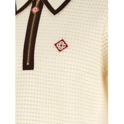 'Waffle stitch' knit polo shirt