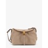 Leather shoulder bag with metal logo detail