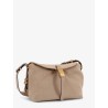 Leather shoulder bag with metal logo detail