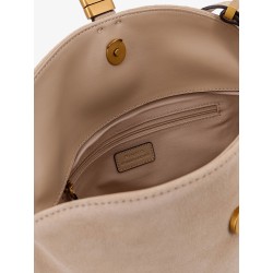 Leather shoulder bag with metal logo detail