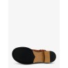 Suede boots with metal lettering logo