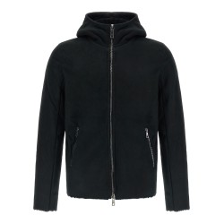 Velour leather hoodie