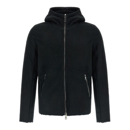 Velour leather hoodie