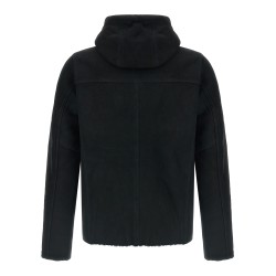 Velour leather hoodie