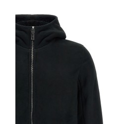 Velour leather hoodie