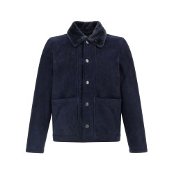 Shearling neck overshirt