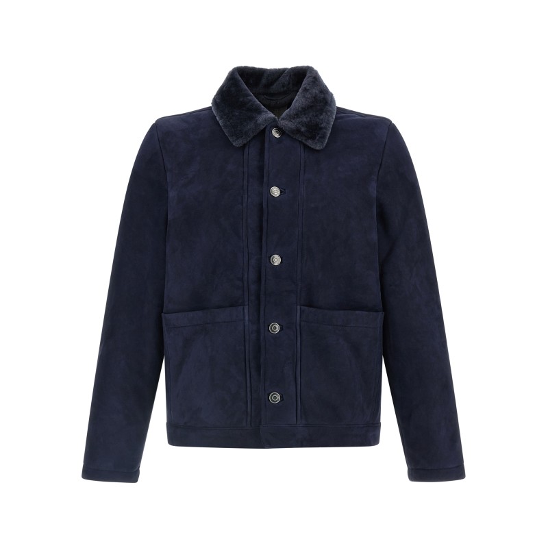 Shearling neck overshirt