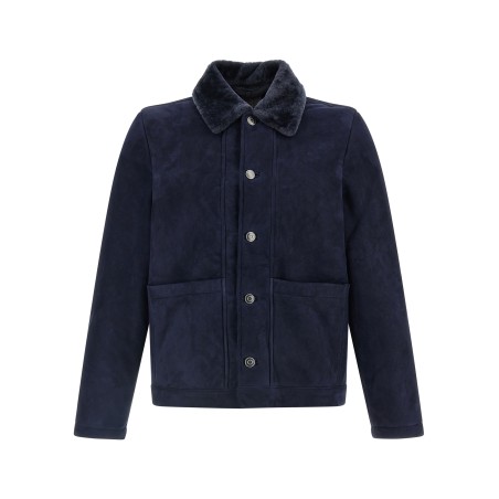Shearling neck overshirt