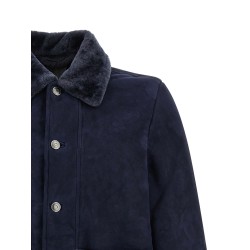 Shearling neck overshirt