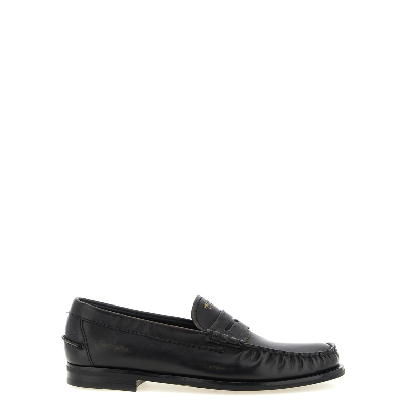 Antiqued leather loafers