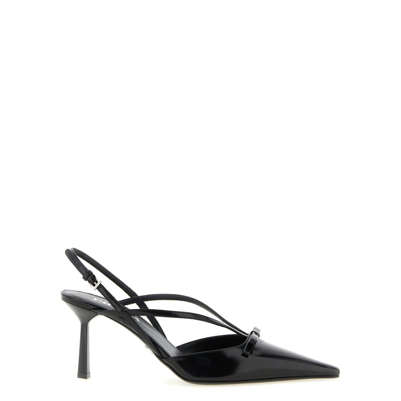 Brushed Leather Slingback Pumps