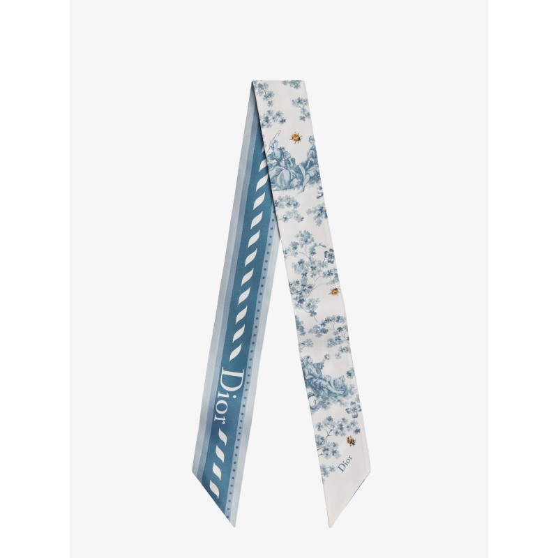 Silk scarf with Toile de Jouy Clover print