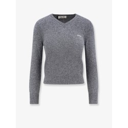 Wool sweater with logo inlay
