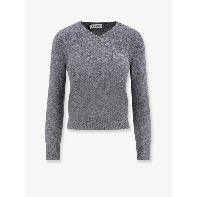 Wool sweater with logo inlay