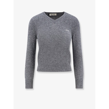 Wool sweater with logo inlay