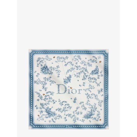 Silk scarf with Toile de Jouy Clover 90 pattern